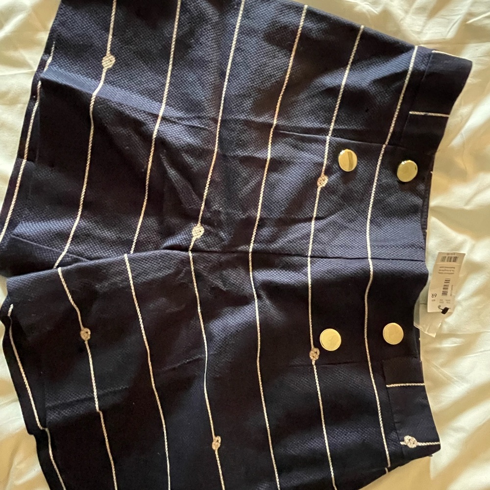 The Limited Navy Striped Button Nautical Shorts- Size 6